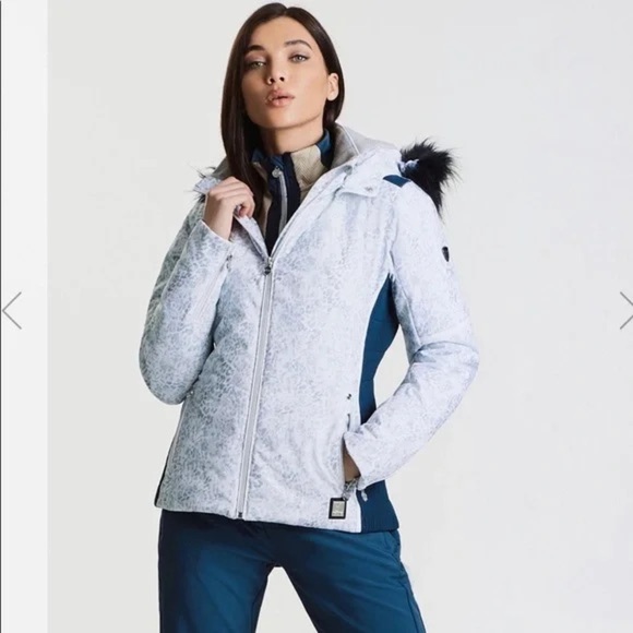 NWT Dare2b White and Blue Ski Jacket sz 12 - Picture 1 of 15